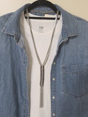 Stella & Dot Tessa Fringe Lariat Tassel Necklace Silver Blue Or Bag Charm